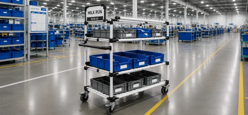 Carros Milk Run para Transporte de Material | Sistema de Tubería Lean
